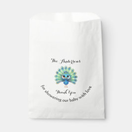 Blauwe Pauw Baby Shower Favor Zak Bedankzakje
