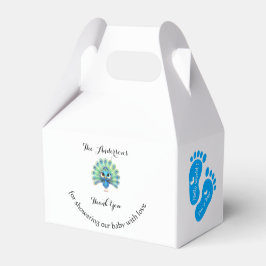 Blauwe Pauw Baby Shower Gevel Cadeau Doos Bedankdoosjes