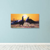 Blauwe pauw canvas afdruk (Insitu (Houten vloer))