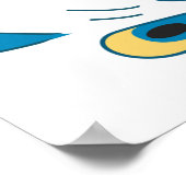 Blauwe Pauw Cartoon Vogel Poster (Hoek)