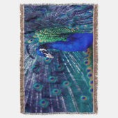 Blauwe Pauw Deken (Voorkant Verticaal)