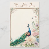 Blauwe pauw in Pastel Bloemtuin Briefpapier (Voorkant)