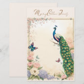 Blauwe pauw in Pastel Bloemtuin II Briefpapier (Voorkant / Achterkant)