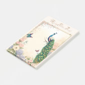Blauwe pauw in Pastel Bloemtuin II Post-it® Notes (Schuin)