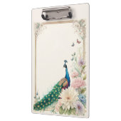 Blauwe pauw in Pastel Bloemtuin Klembord (Links)