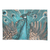 blauwe pauw kussensloop (Voorkant)