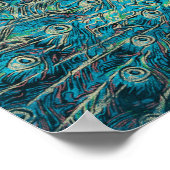 blauwe pauw met losse staart poster (Hoek)