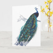 Blauwe Pauw met mooie staartveren Kaart (Gele Bloem)