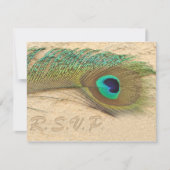 Blauwe Pauw RSVP-kaarten RSVP Kaartje (Voorkant)