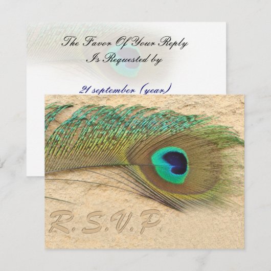 Blauwe Pauw RSVP-kaarten RSVP Kaartje (Voorkant / Achterkant)