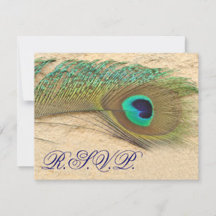Blauwe Pauw RSVP-kaarten RSVP Kaartje