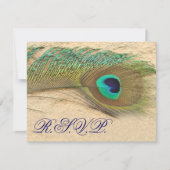 Blauwe Pauw RSVP-kaarten RSVP Kaartje (Voorkant)