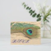 Blauwe Pauw RSVP-kaarten RSVP Kaartje (Staand voorkant)