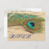 Blauwe Pauw RSVP-kaarten RSVP Kaartje (Voorkant / Achterkant)