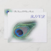 Blauwe Pauw RSVP-kaarten RSVP Kaartje (Voorkant / Achterkant)