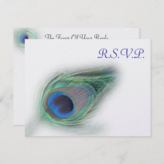 Blauwe Pauw RSVP-kaarten RSVP Kaartje (Voorkant / Achterkant)