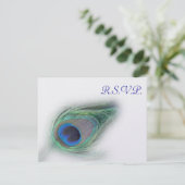 Blauwe Pauw RSVP-kaarten RSVP Kaartje (Staand voorkant)