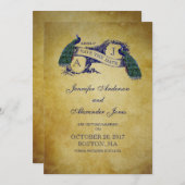 Blauwe Pauw Rustieke Save the Date Kaart (Voorkant / Achterkant)