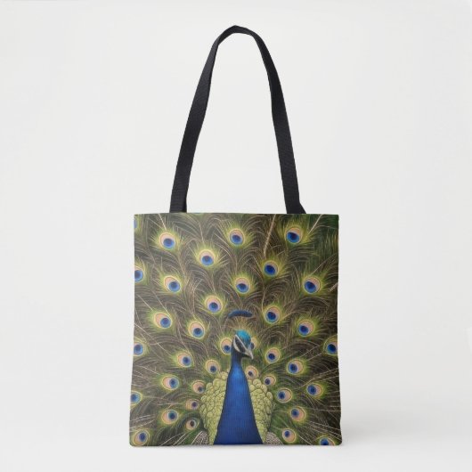 Blauwe Pauw Tote Bag (Voorkant)