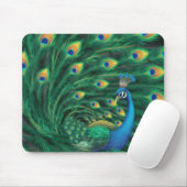 Blauwe Pauw Vogel Muismat (Met muis)