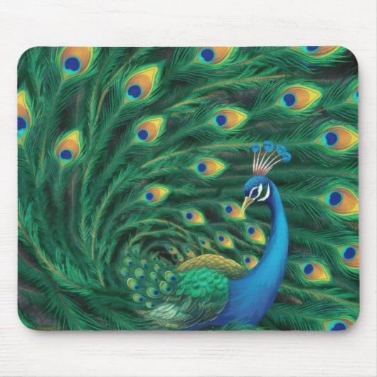 Blauwe Pauw Vogel Muismat (Voorkant)