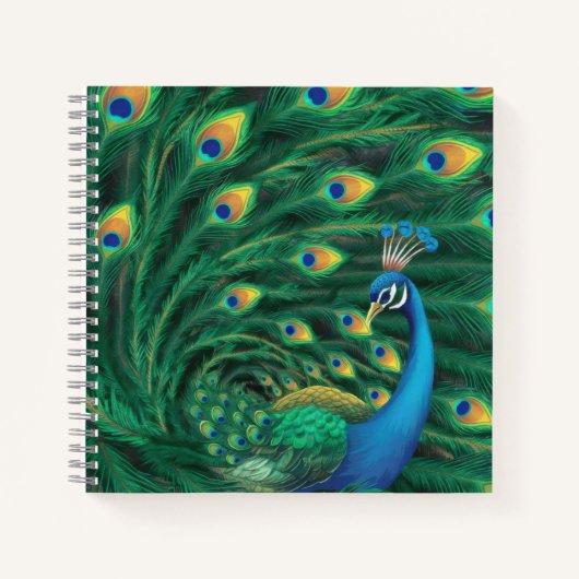 Blauwe Pauw Vogel Notitieboek (Voorkant)