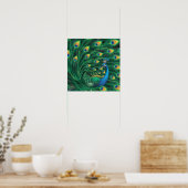 Blauwe Pauw Vogel Poster (Keuken)