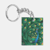 Blauwe Pauw Vogel Sleutelhanger (Voorkant Links)