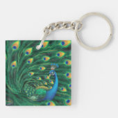 Blauwe Pauw Vogel Sleutelhanger (Achterkant)