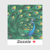 Blauwe Pauw Vogel Sticker (Vel)