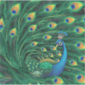 Blauwe Pauw Vogel Sticker (Voorkant)