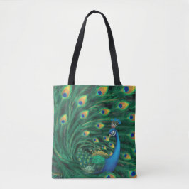 Blauwe Pauw Vogel Tote Bag