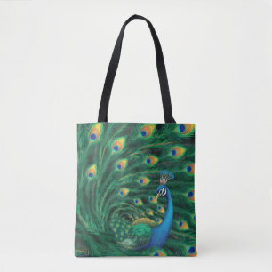 Blauwe Pauw Vogel Tote Bag