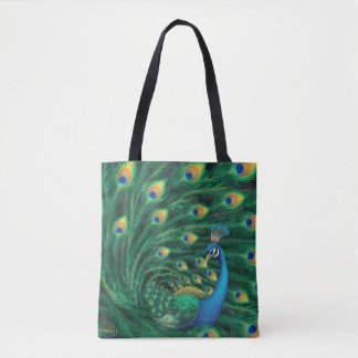 Blauwe Pauw Vogel Tote Bag