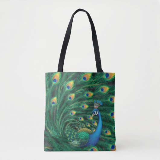 Blauwe Pauw Vogel Tote Bag (Voorkant)