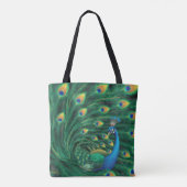 Blauwe Pauw Vogel Tote Bag (Achterkant)