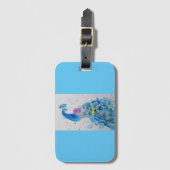 Blauwe Pauw Vogel Waterverf Bagage Label (Voorkant (verticaal))