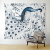 Blauwe pauw  wandkleed (In Situ (horizontaal))