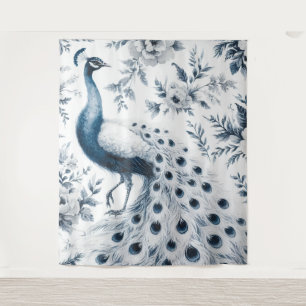 Blauwe pauw  wandkleed