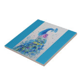 Blauwe Pauw Waterverf Teal Blauwe Vogel Vogels Tegeltje (Zijkant)