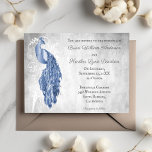 Blauwe Pauw Witte Botanische Huwelijk Kaart<br><div class="desc">Kondig uw speciale dag in prachtige stijl aan met deze Blue Peacock White Botanical Wedding Invitation. Met een koninklijke pauw-illustratie genesteld tussen elegant wit gebladerte en fancy botanische bloeiwijzen, is dit ontwerp ideaal voor een verfijnd en uniek huwelijksthema. Elegant script belicht de namen van de bruid en bruidegom, terwijl de...</div>
