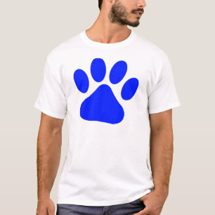 Blauwe pauwprint t-shirt