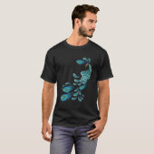 Blauwe Pauwprint Teal Veren I Pauw T-shirt (Voorkant volledig)