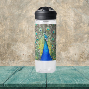 Blauwe Pauwveer Pluimage Waterfles