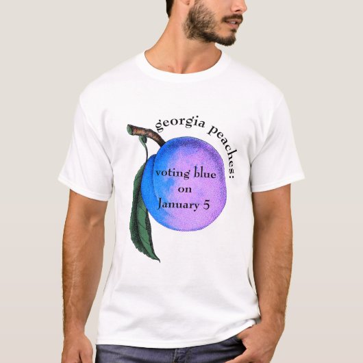Blauwe Peach 5 januari T-shirt (Voorkant)