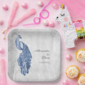 Blauwe Peacock Bruiloft Douche Papier Borden Papieren Bordje (Feest)