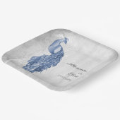 Blauwe Peacock Bruiloft Douche Papier Borden Papieren Bordje (Gebogen)