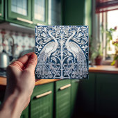 Blauwe Peacock Modernista Art Barcelona 1903 Tegeltje