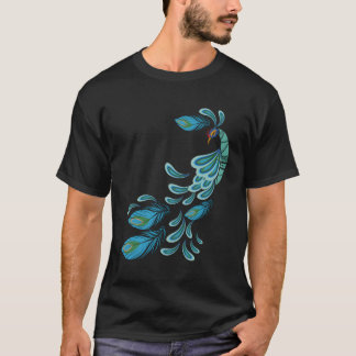 Blauwe Peacock Print Blauwgroen veren I Peacock T-shirt