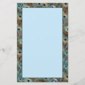 Blauwe Peacock Tail Feather Design Briefpapier She (Voorkant)